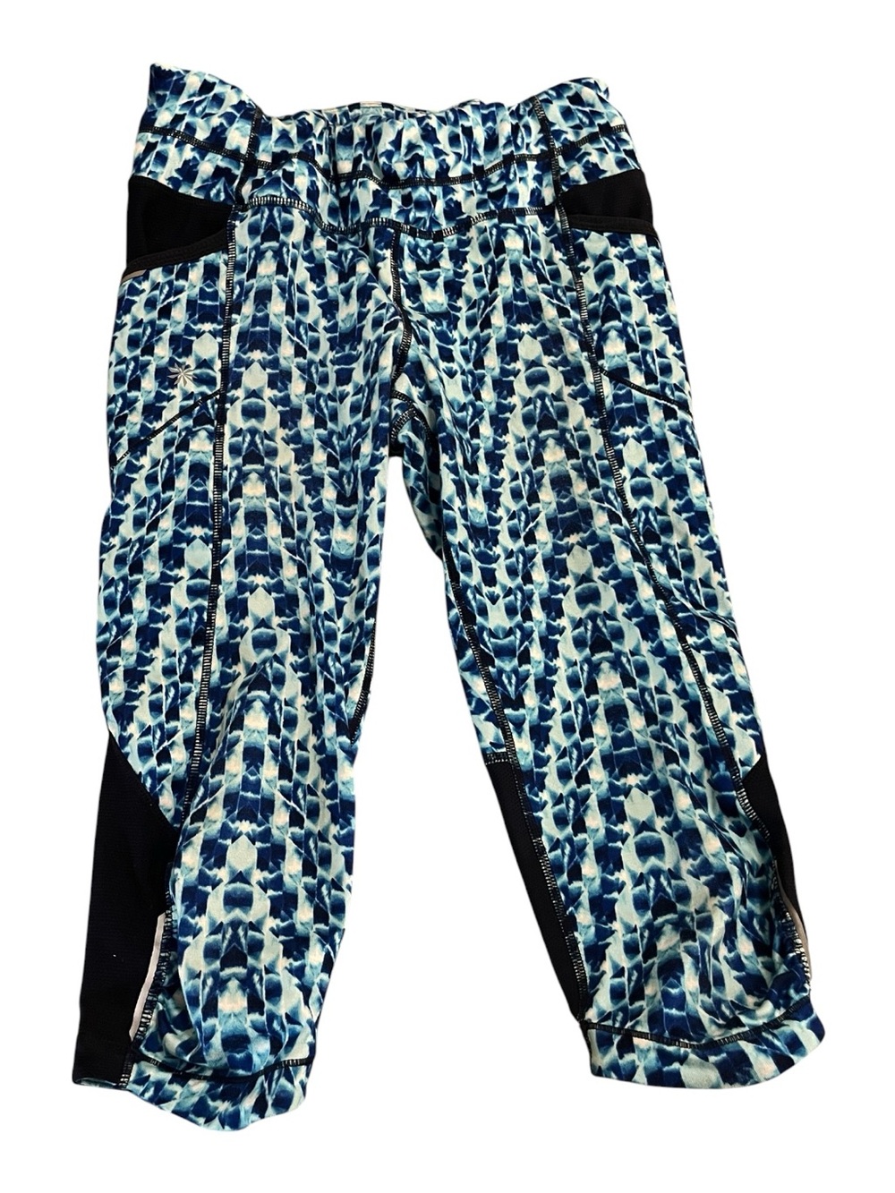 Athleta Blue White Patterned Capri Leggings